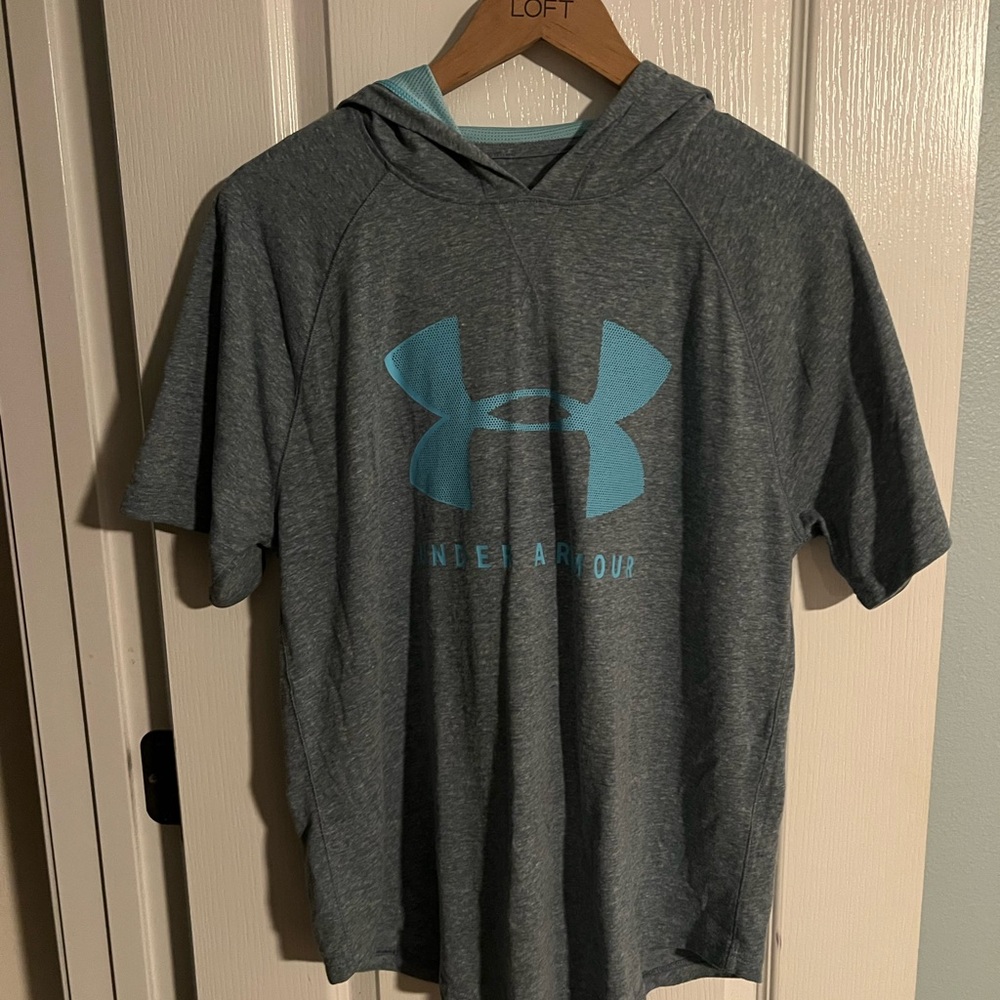 Under Armour Gray Short Sleeve Tee with Blue Logo